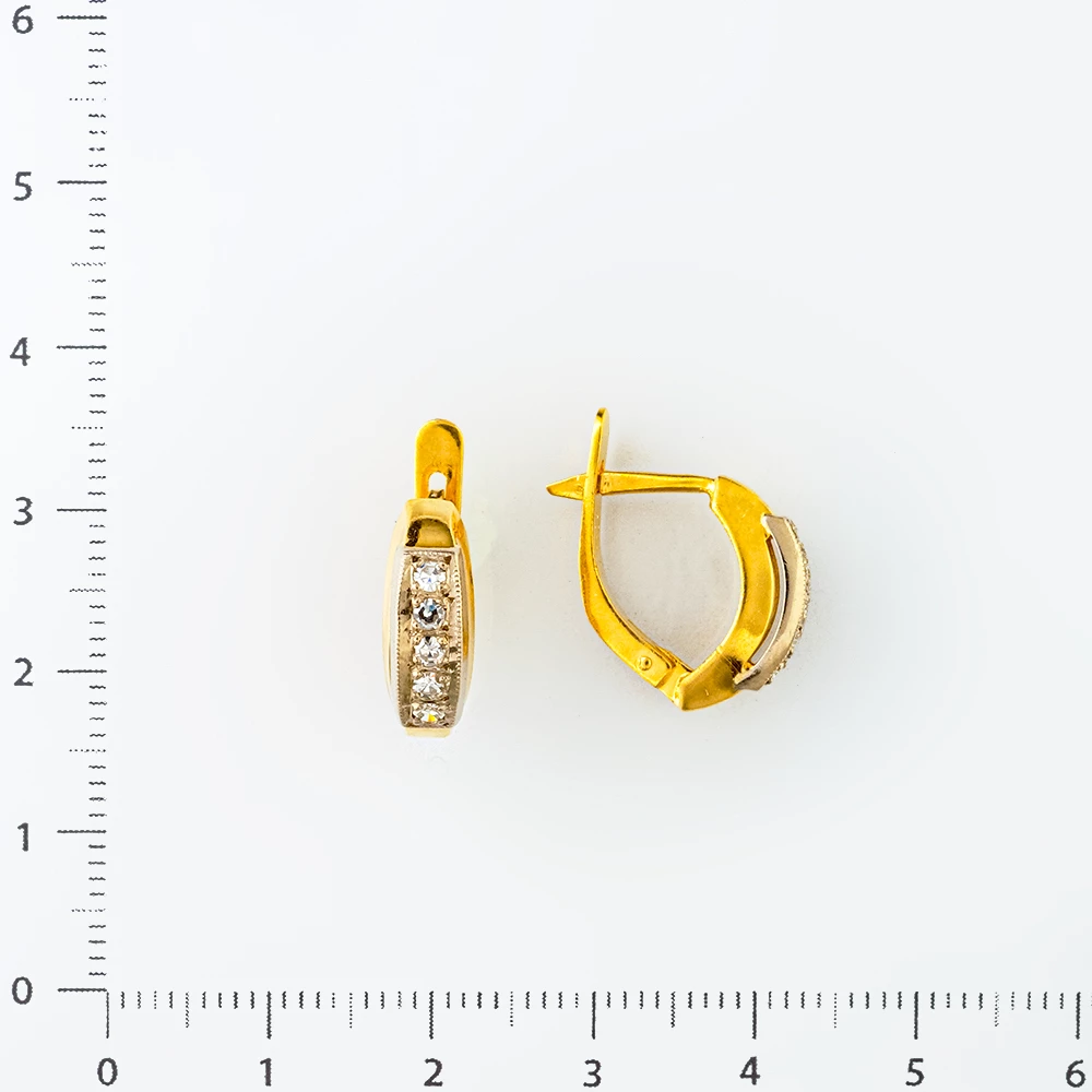 Серьги с бриллиантом из желтого золота 750 пробы