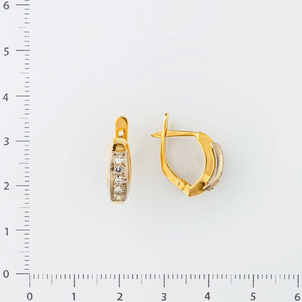 Серьги с бриллиантом из желтого золота 750 пробы