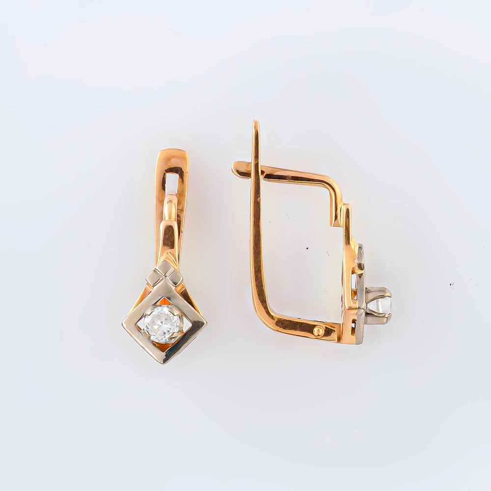 Серьги с фианитом из красного золота 583 пробы 1