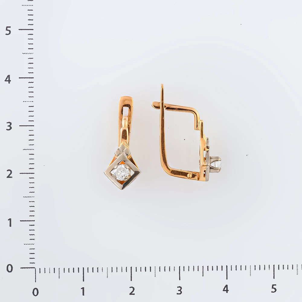 Серьги с фианитом из красного золота 583 пробы 2
