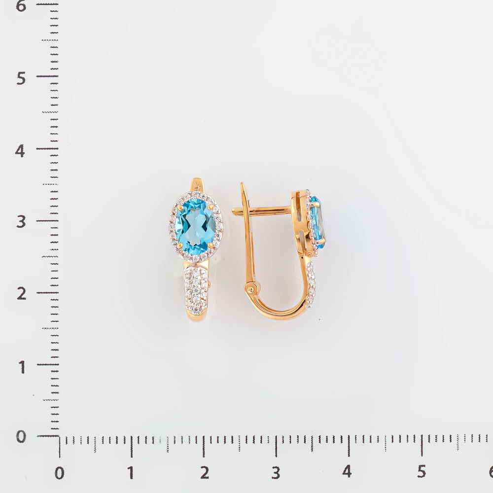 Серьги с топазом из красного золота 585 пробы