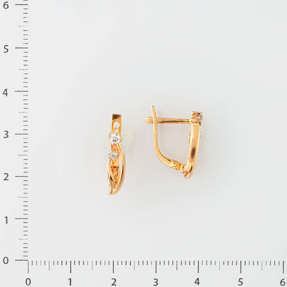Серьги с бриллиантом из красного золота 585 пробы