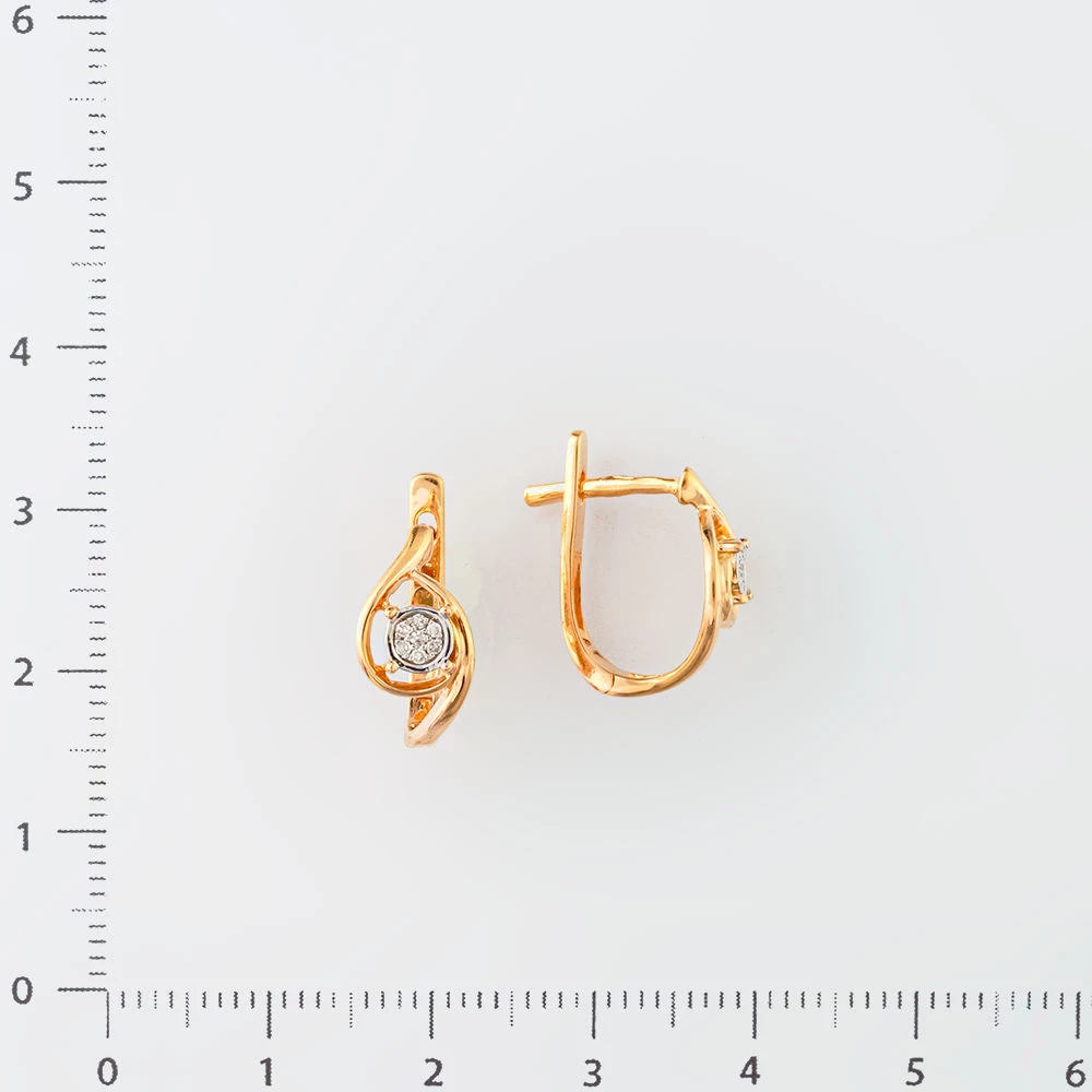 Серьги с бриллиантом из красного золота 585 пробы