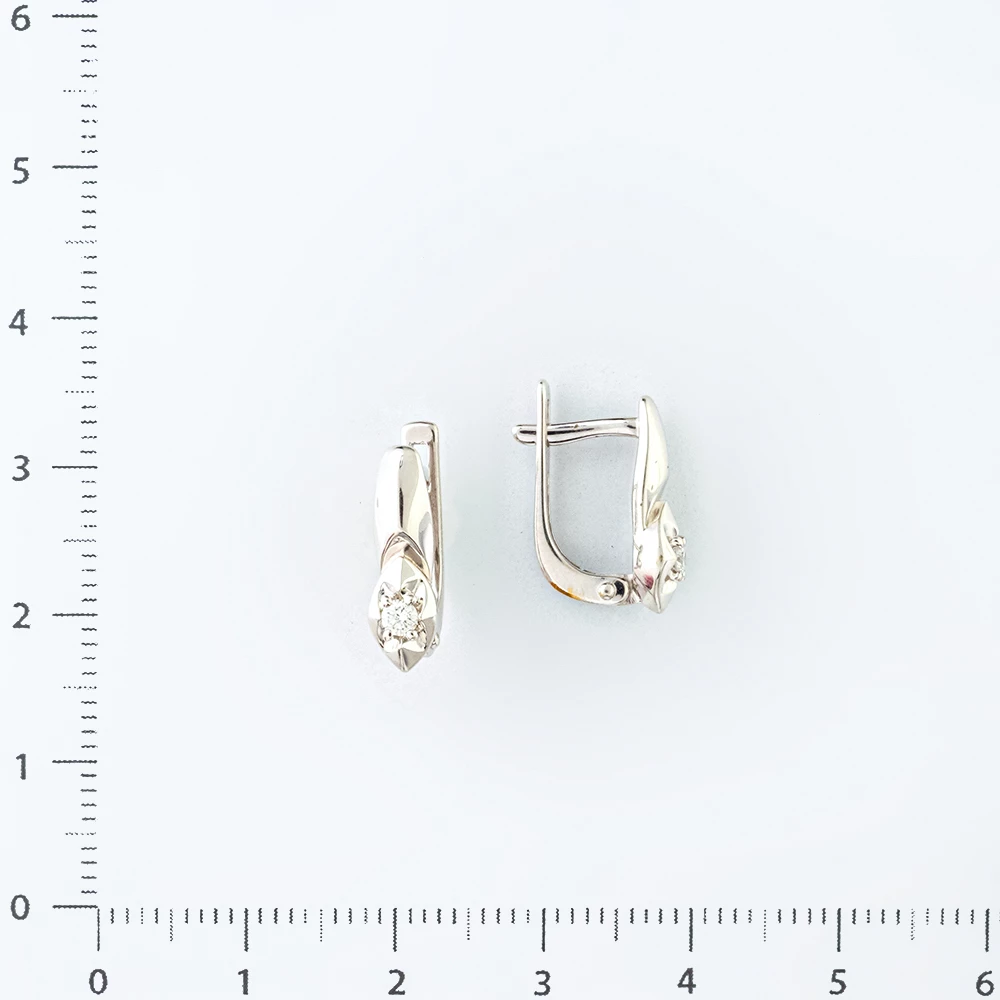 Серьги с бриллиантом из белого золота 585 пробы