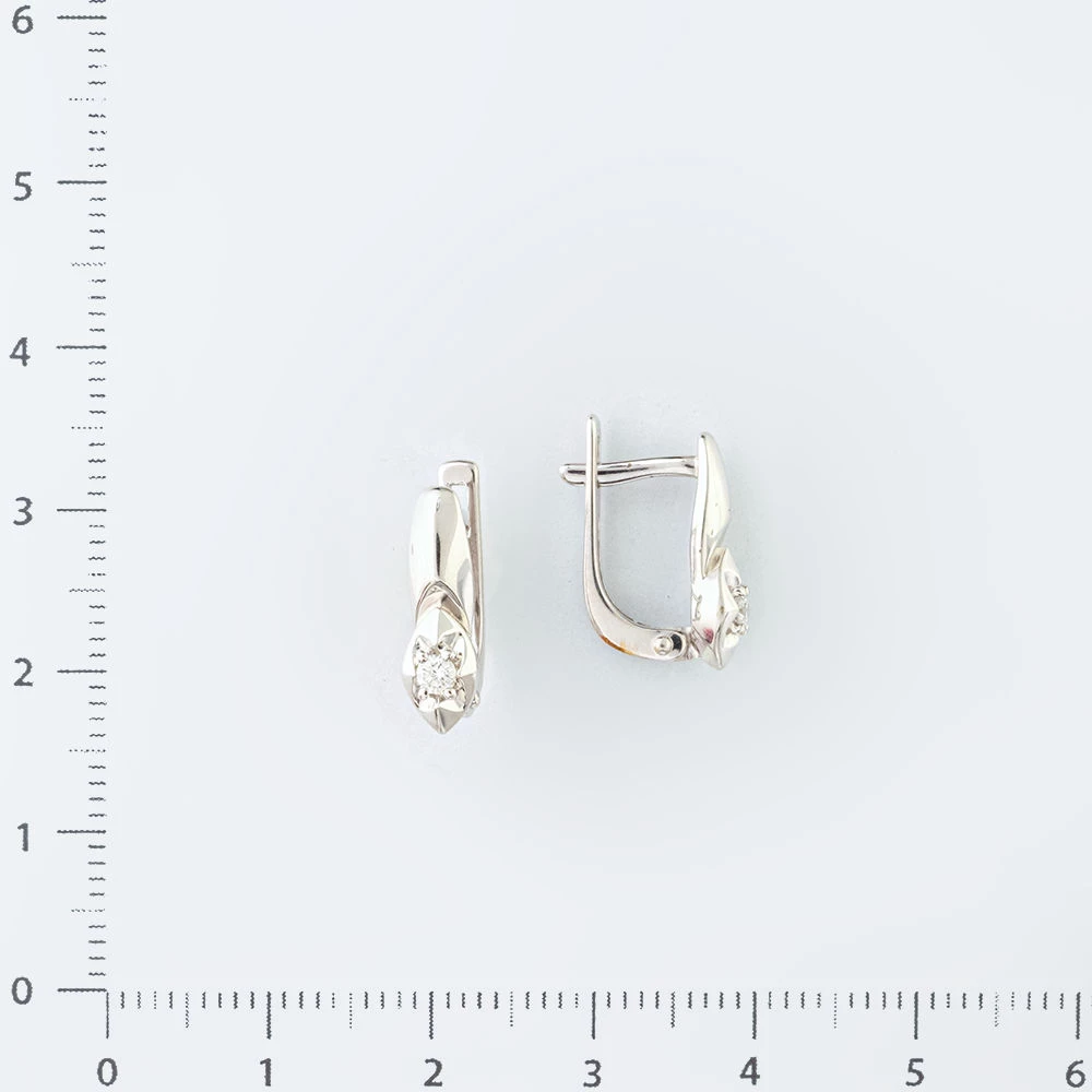 Серьги с бриллиантом из белого золота 585 пробы