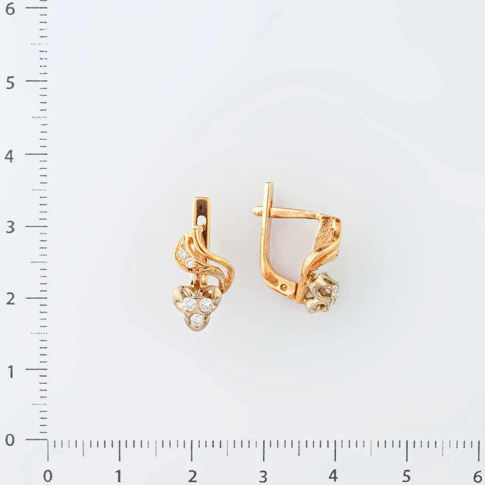 Серьги с бриллиантом из красного золота 585 пробы