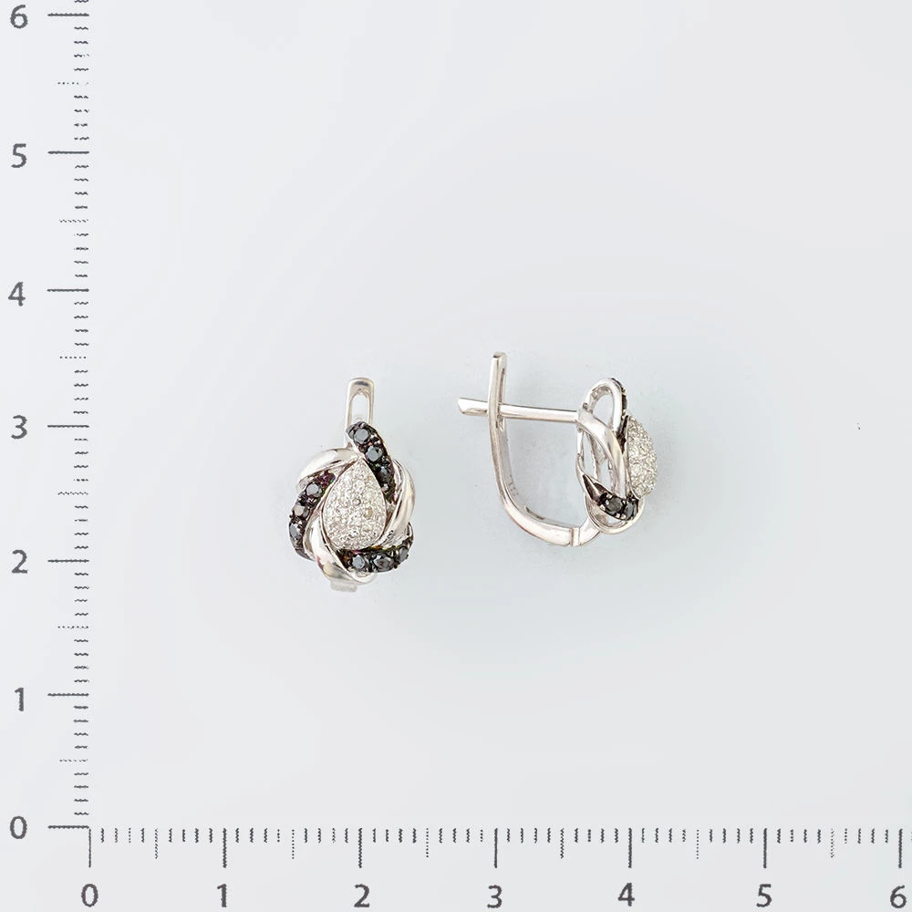 Серьги с бриллиантом из белого золота 585 пробы