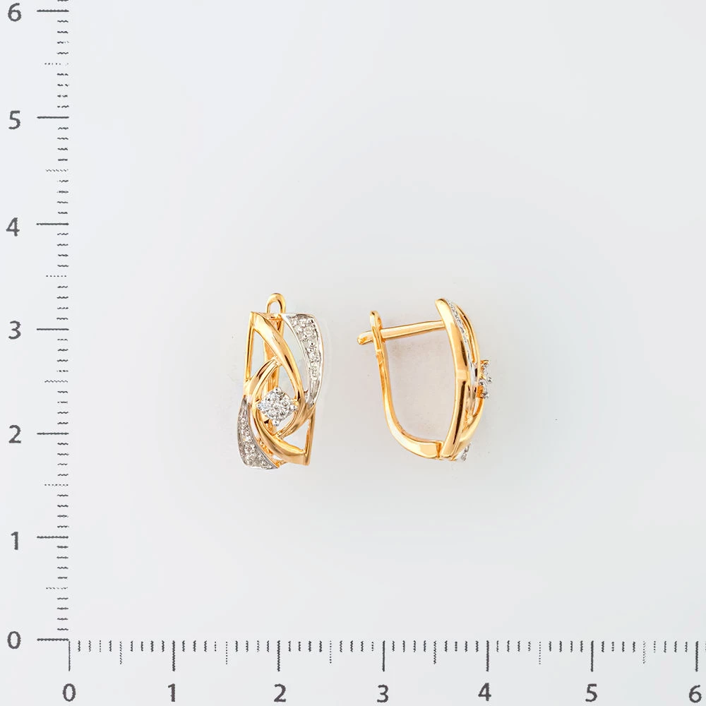 Серьги с бриллиантом из красного золота 585 пробы