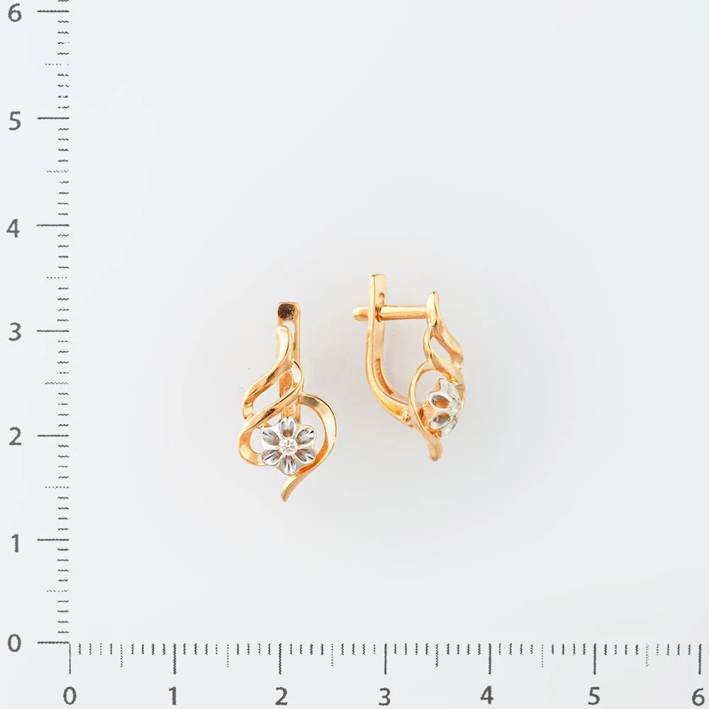 Серьги с бриллиантом из красного золота 585 пробы