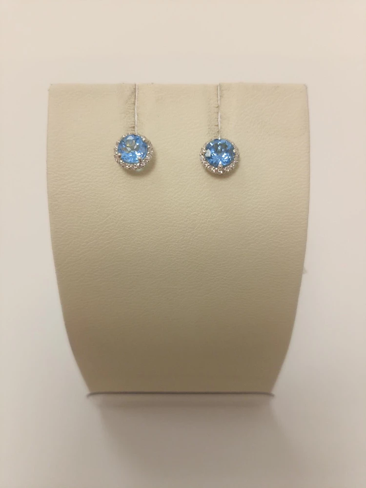 Серьги с топазом из белого золота 585 пробы