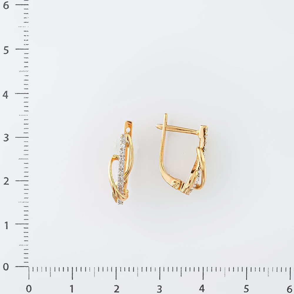 Серьги с бриллиантом из красного золота 585 пробы
