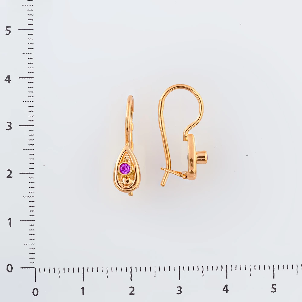 Серьги с фианитом из красного золота 585 пробы 2