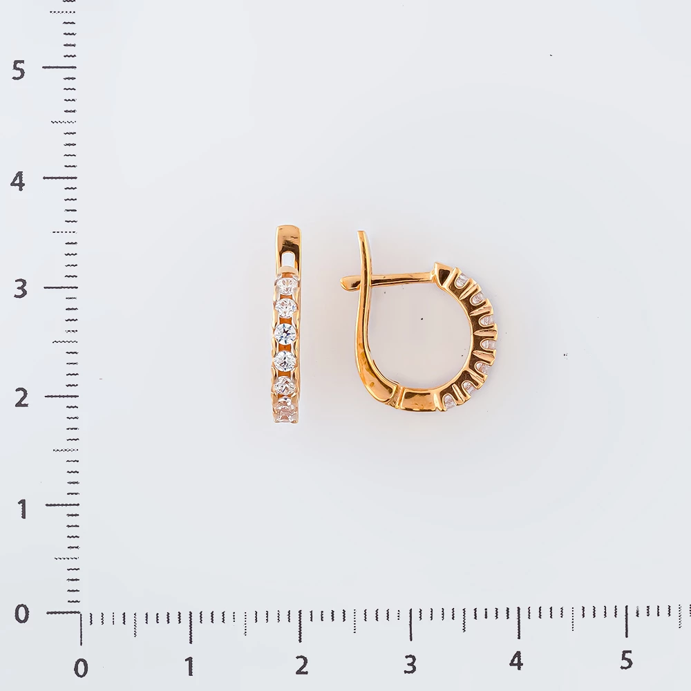 Серьги с фианитом из красного золота 585 пробы