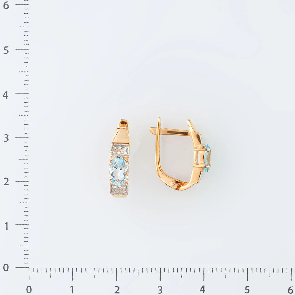 Серьги с топазом из красного золота 585 пробы