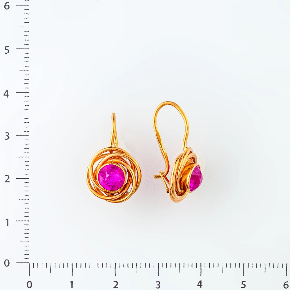 Серьги с фианитом из красного золота 583 пробы