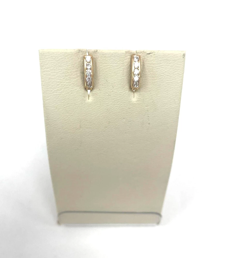 Серьги с фианитом из красного золота 585 пробы