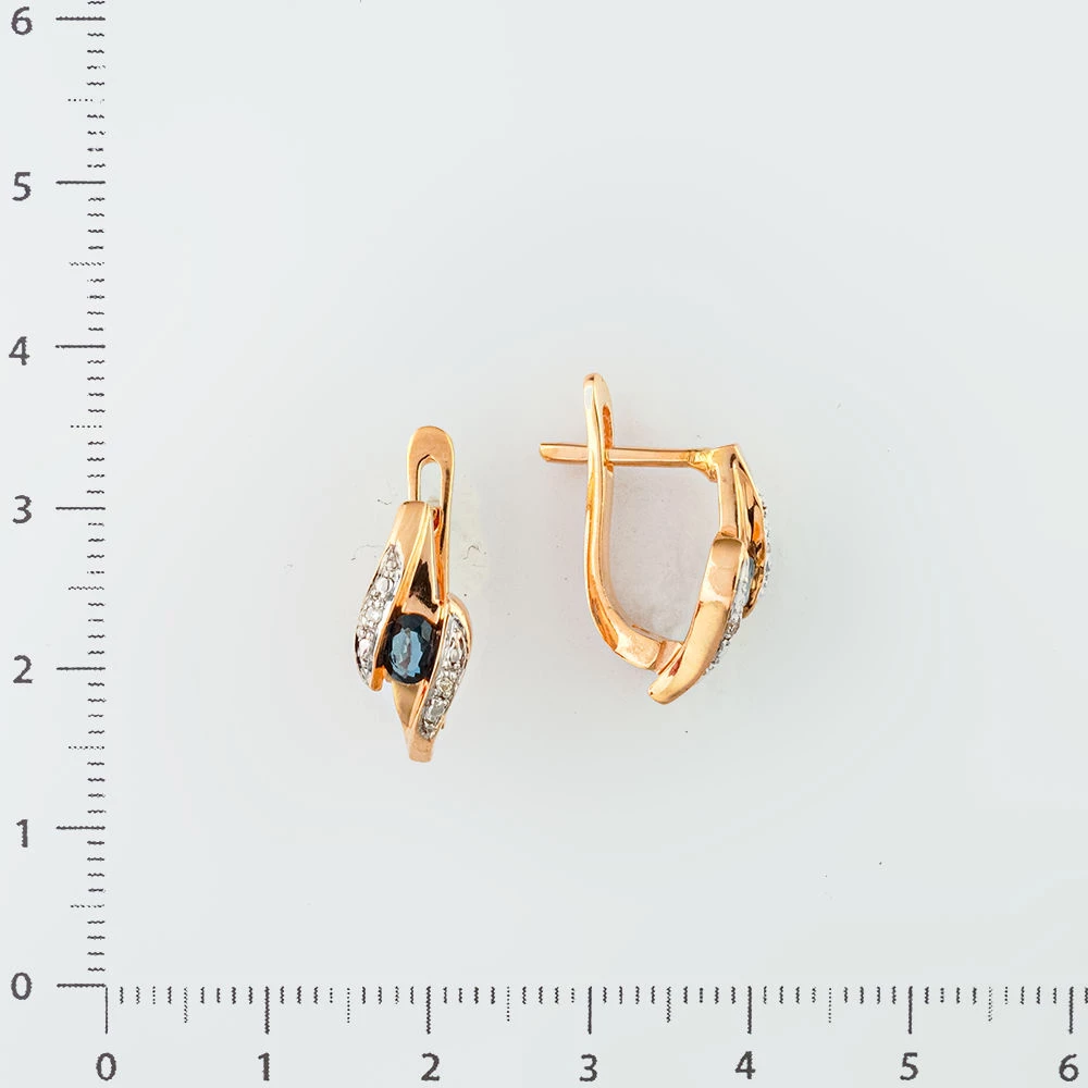 Серьги с сапфиром из красного золота 585 пробы