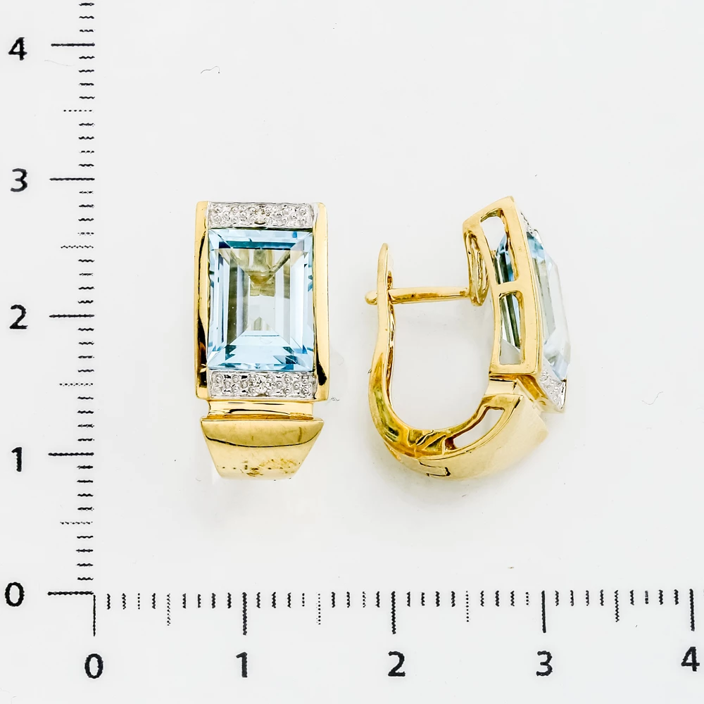Серьги с топазом из желтого золота 585 пробы