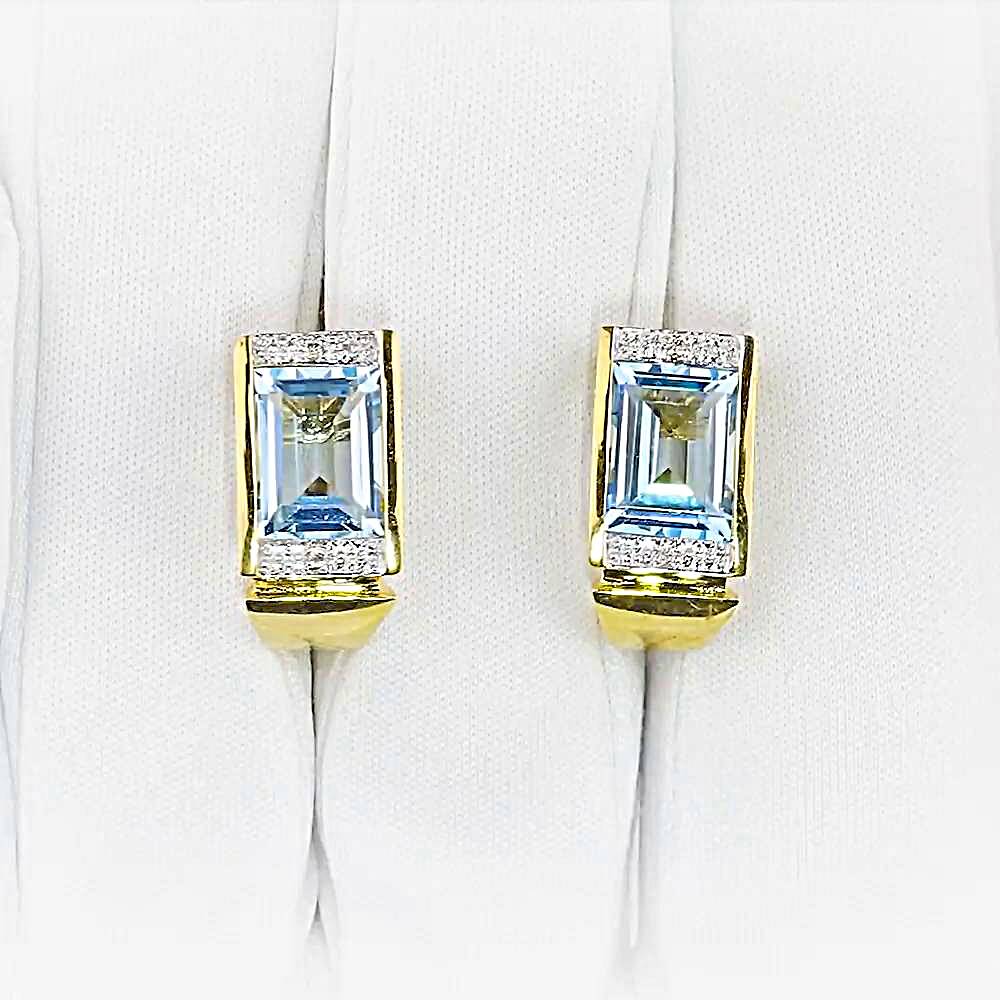 Серьги с топазом из желтого золота 585 пробы 1
