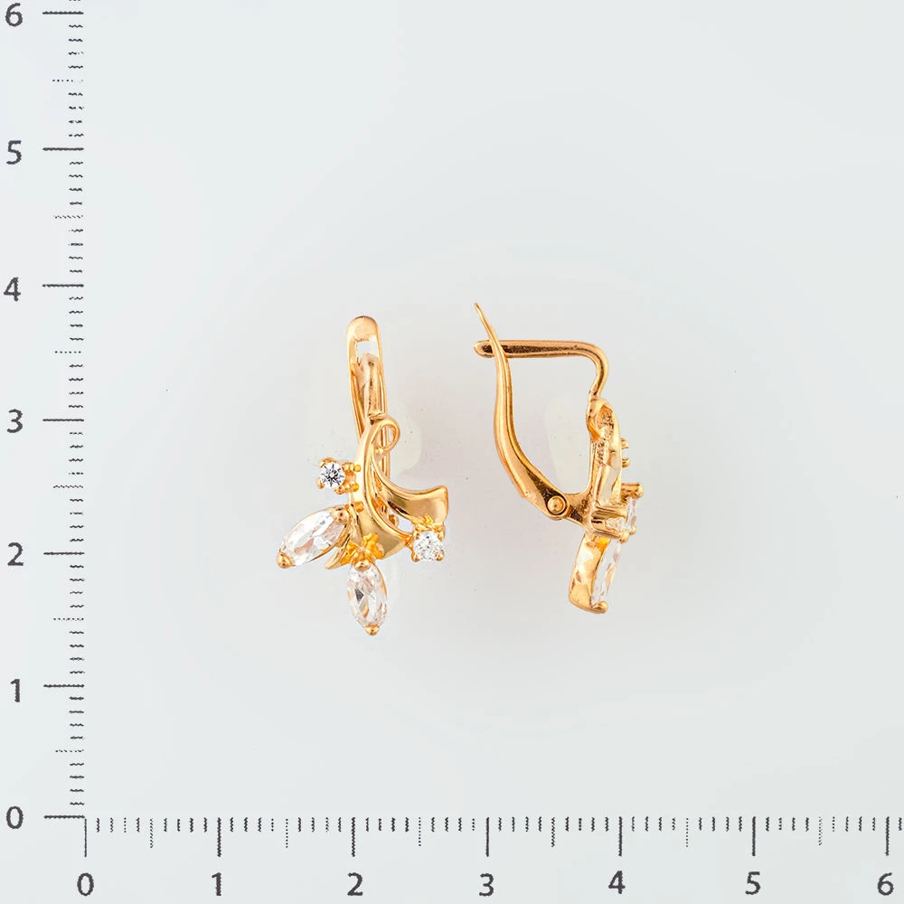 Серьги с фианитом из красного золота 585 пробы