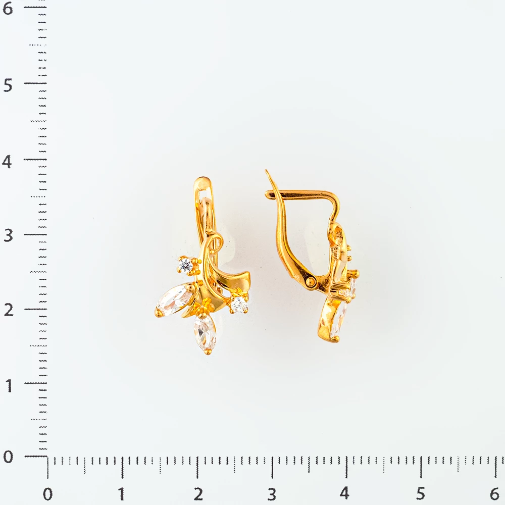 Серьги с фианитом из красного золота 585 пробы