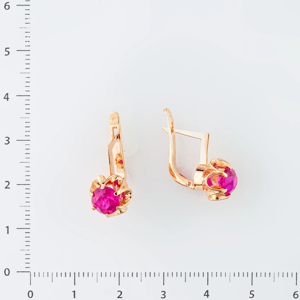 Серьги с фианитом из красного золота 583 пробы