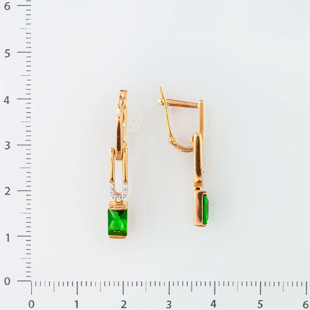 Серьги с фианитом из красного золота 585 пробы