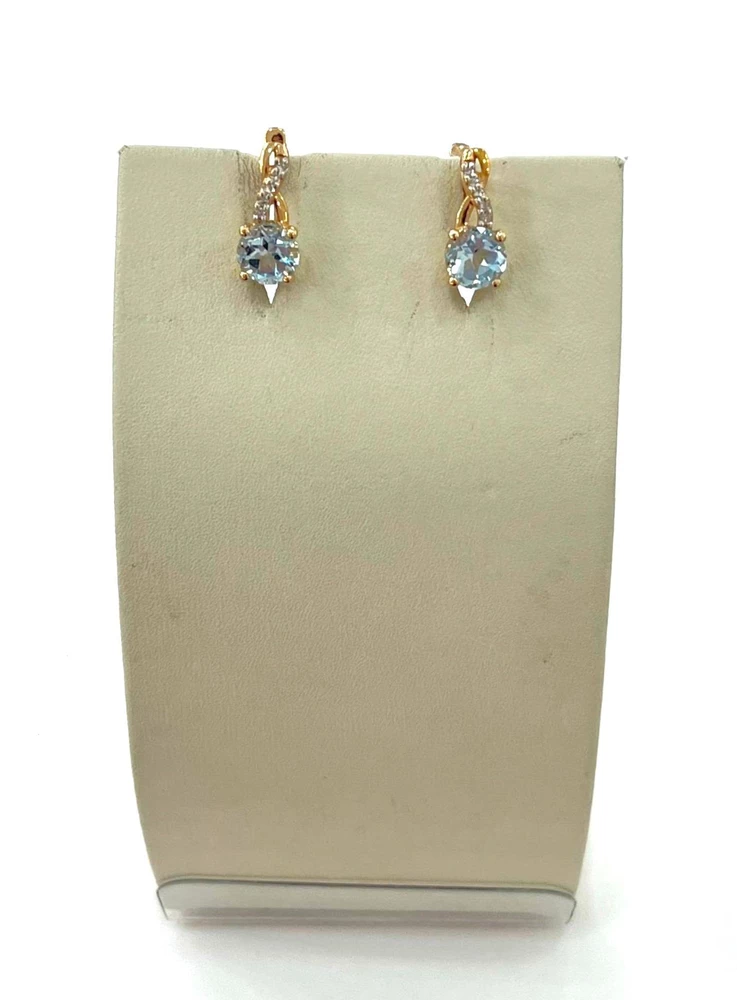 Серьги с топазом из красного золота 585 пробы