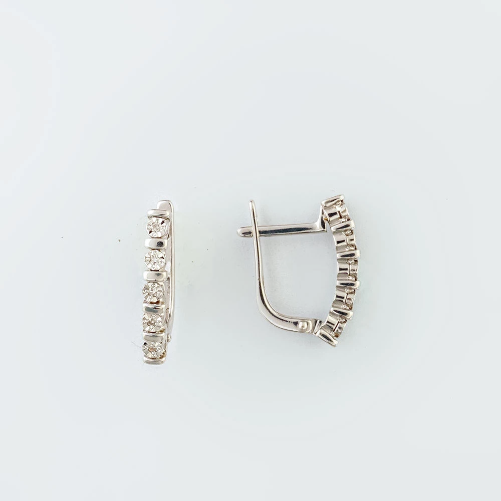 Серьги с бриллиантом из белого золота 585 пробы