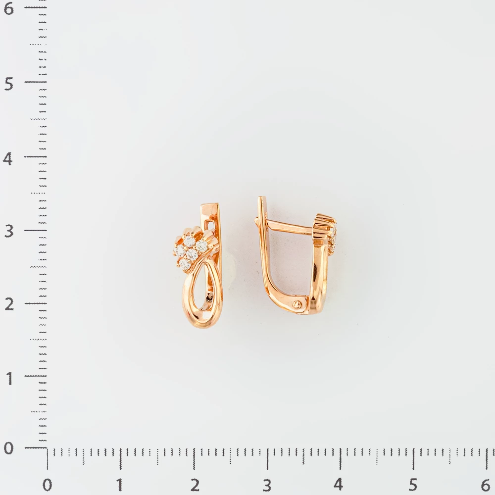 Серьги с бриллиантом из красного золота 585 пробы