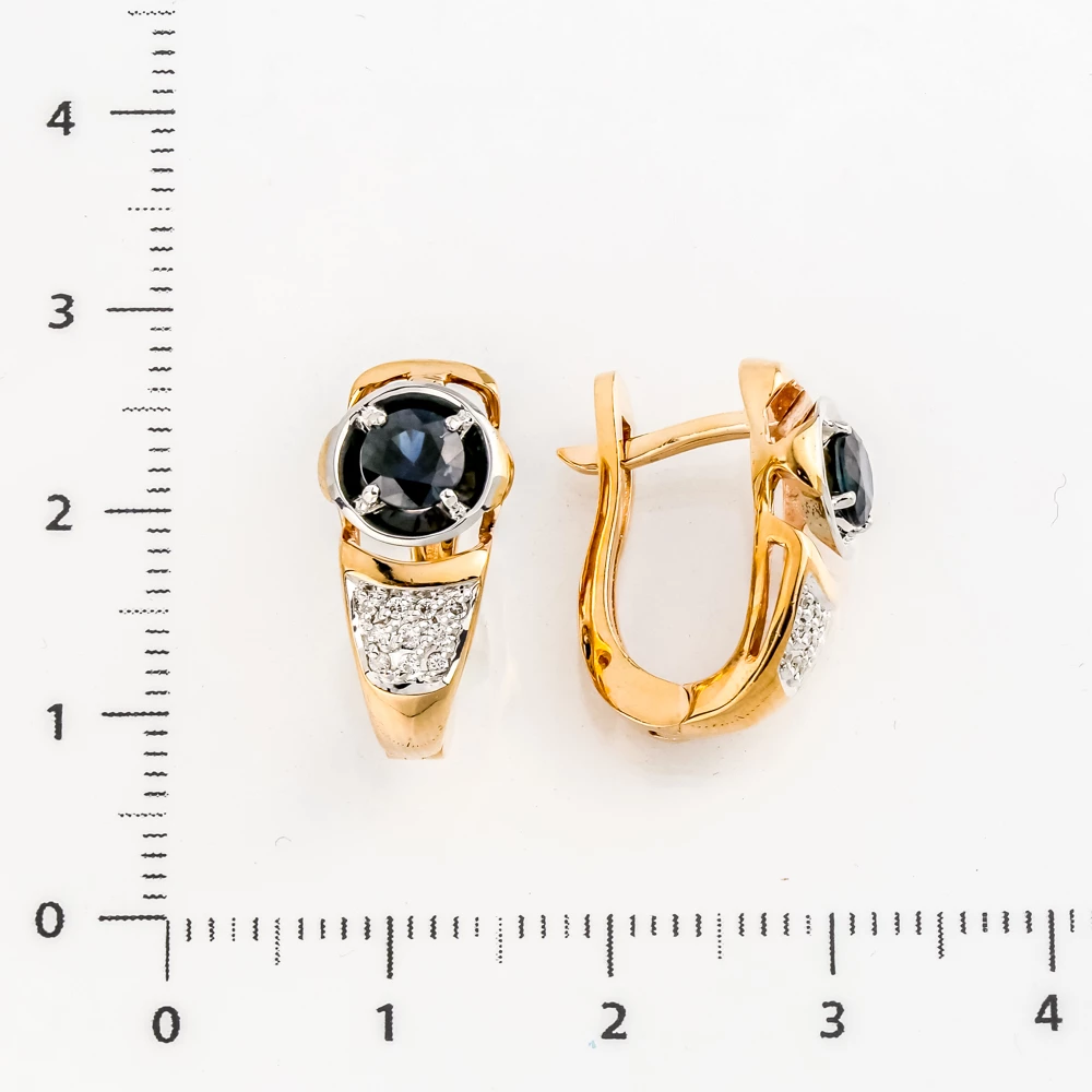 Серьги с сапфиром из красного золота 585 пробы