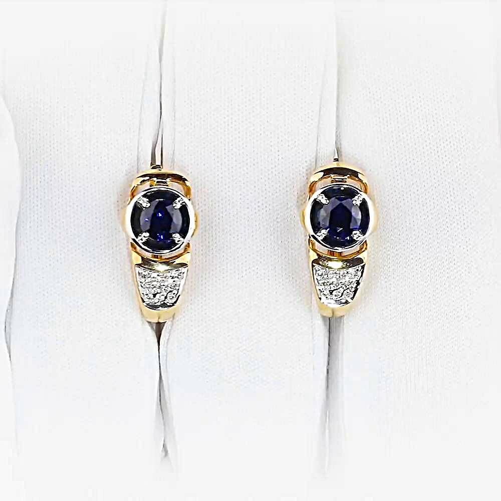 Серьги с сапфиром из красного золота 585 пробы 1