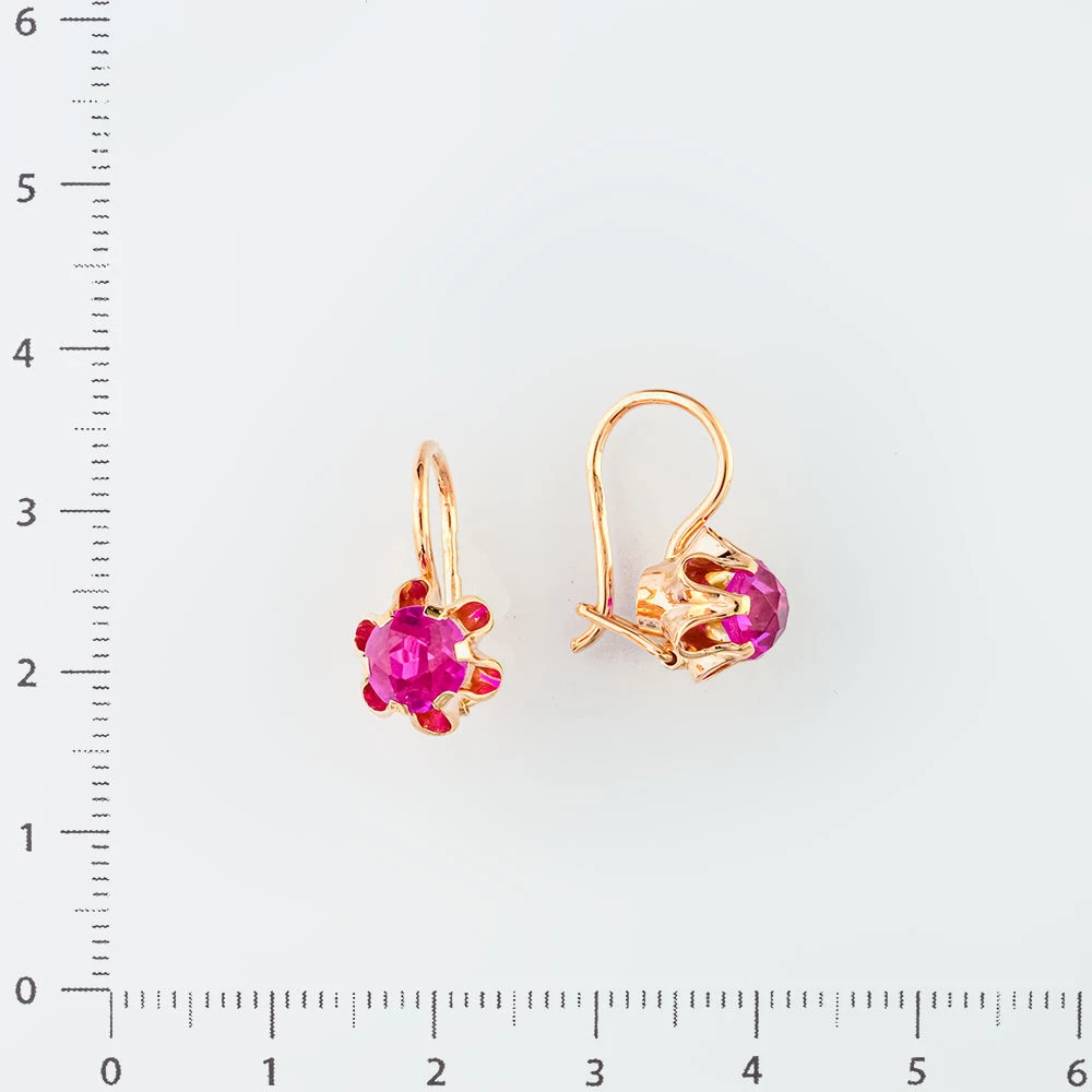 Серьги с фианитом из красного золота 583 пробы