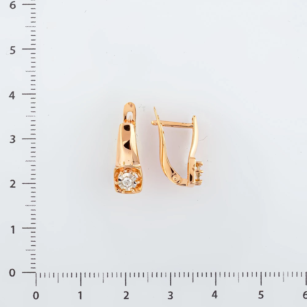 Серьги с бриллиантом из красного золота 585 пробы