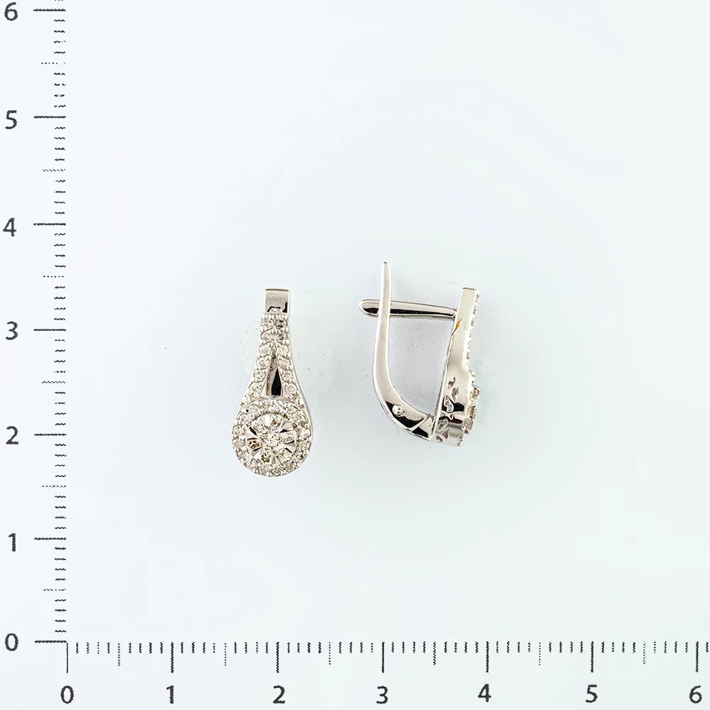 Серьги с бриллиантом из белого золота 585 пробы