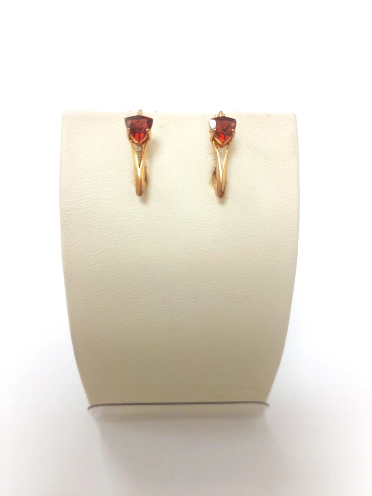 Серьги с гранатом из красного золота 375 пробы