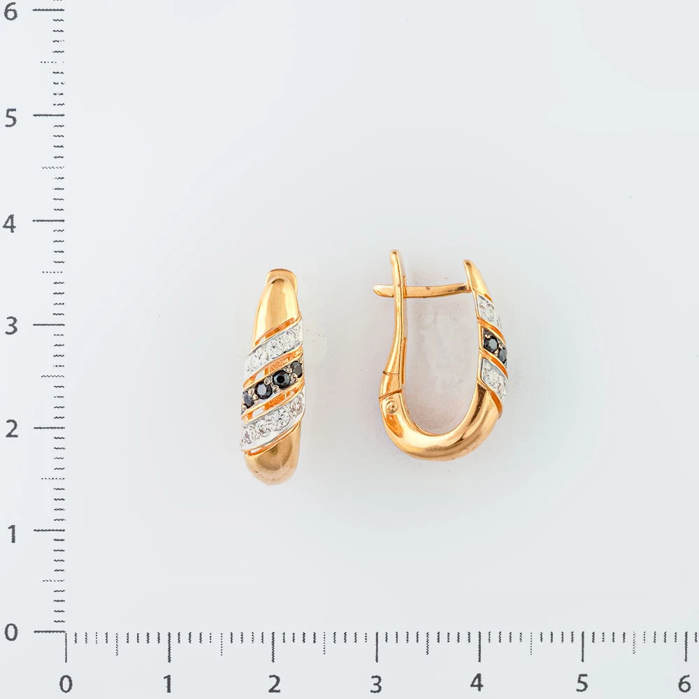 Серьги с фианитом из красного золота 585 пробы