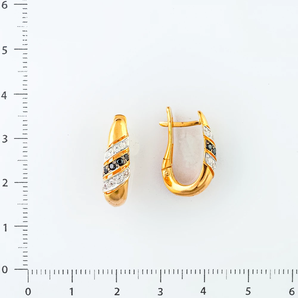 Серьги с фианитом из красного золота 585 пробы
