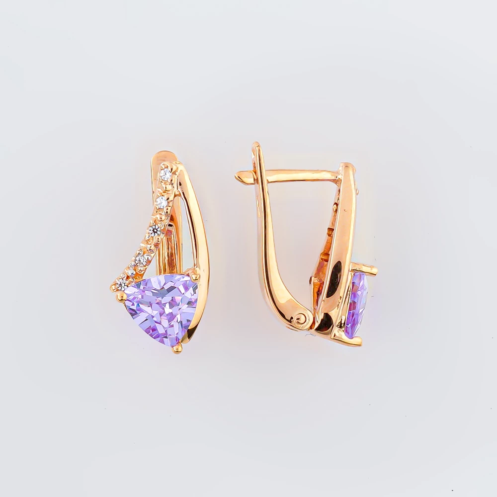 Серьги с ситаллом из красного золота 585 пробы