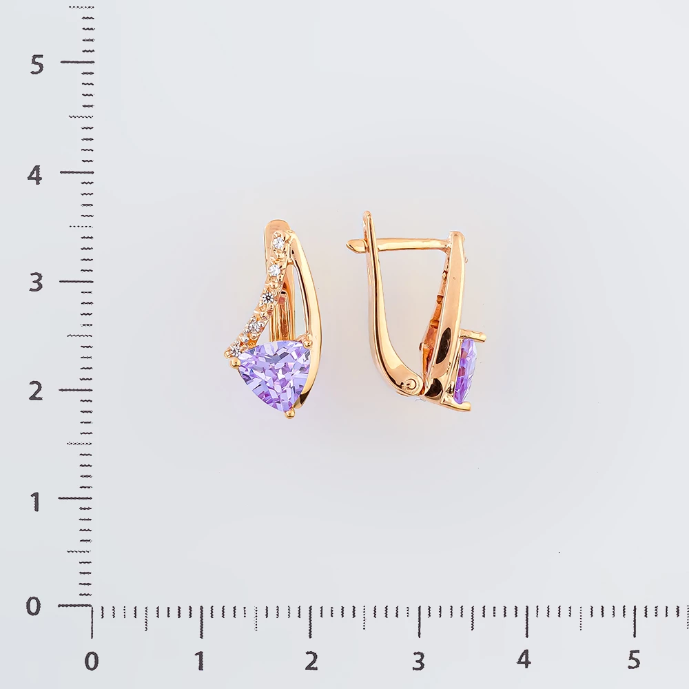 Серьги с ситаллом из красного золота 585 пробы