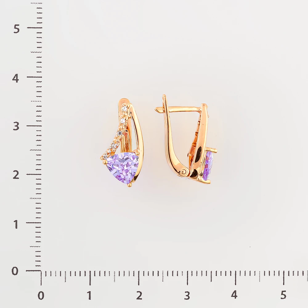 Серьги с ситаллом из красного золота 585 пробы