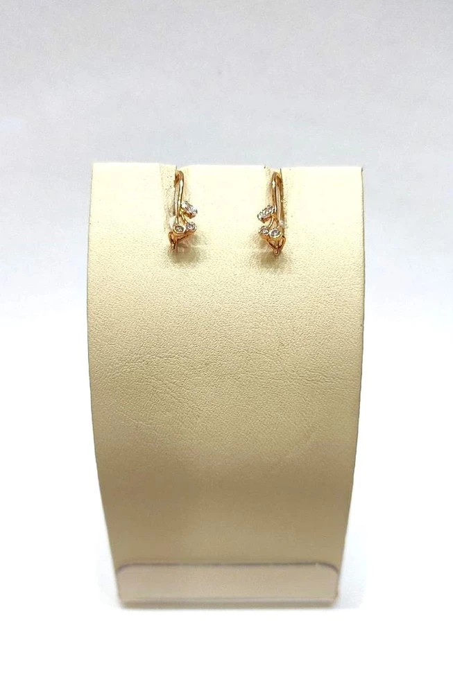 Серьги с фианитом из красного золота 585 пробы