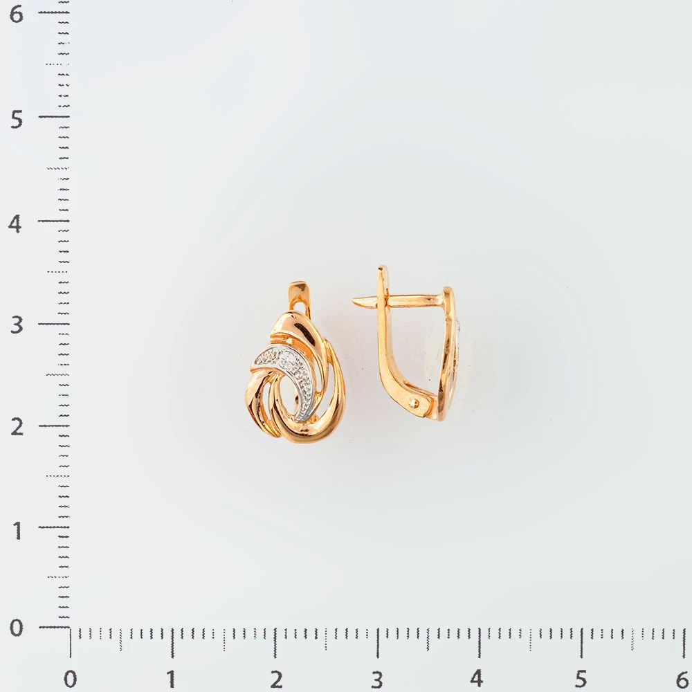 Серьги с фианитом из красного золота 585 пробы