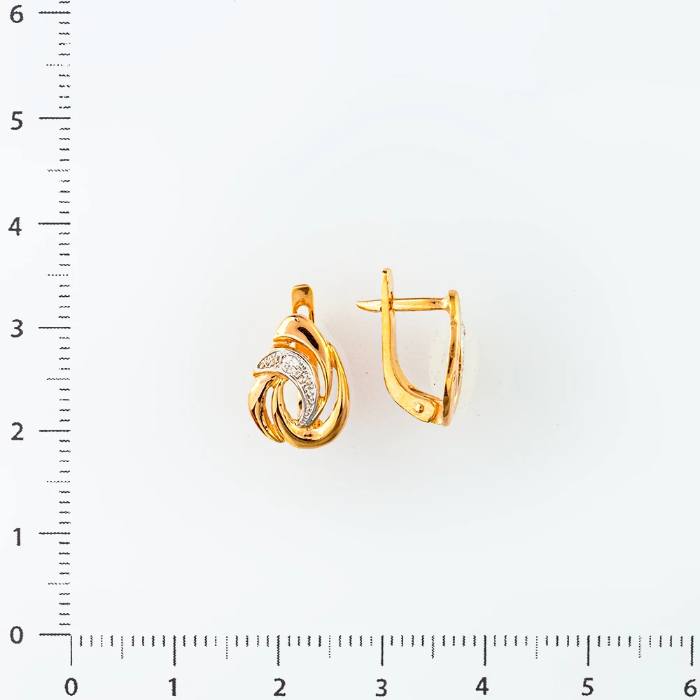 Серьги с фианитом из красного золота 585 пробы