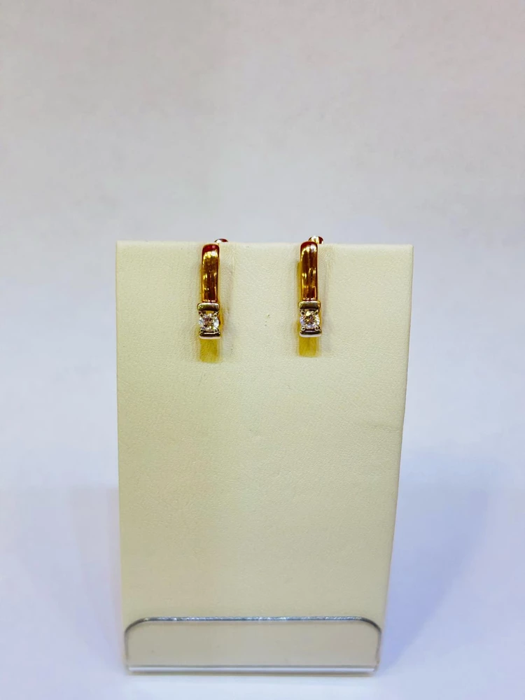 Серьги с фианитом из красного золота 585 пробы