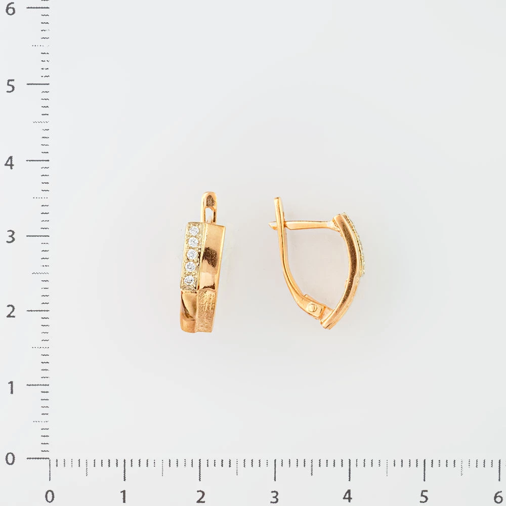 Серьги с фианитом из красного золота 585 пробы
