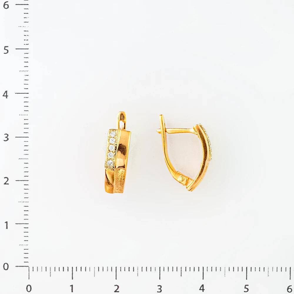 Серьги с фианитом из красного золота 585 пробы