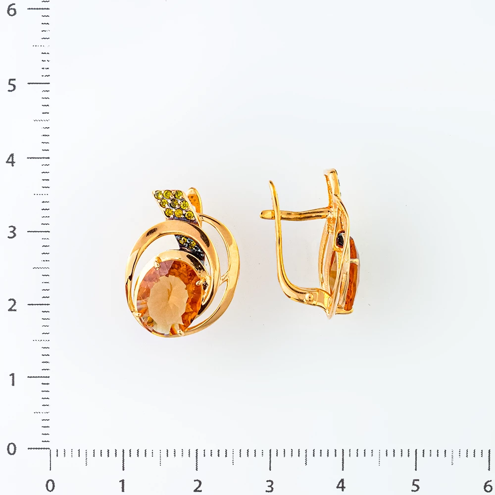 Серьги с ситаллом из красного золота 585 пробы