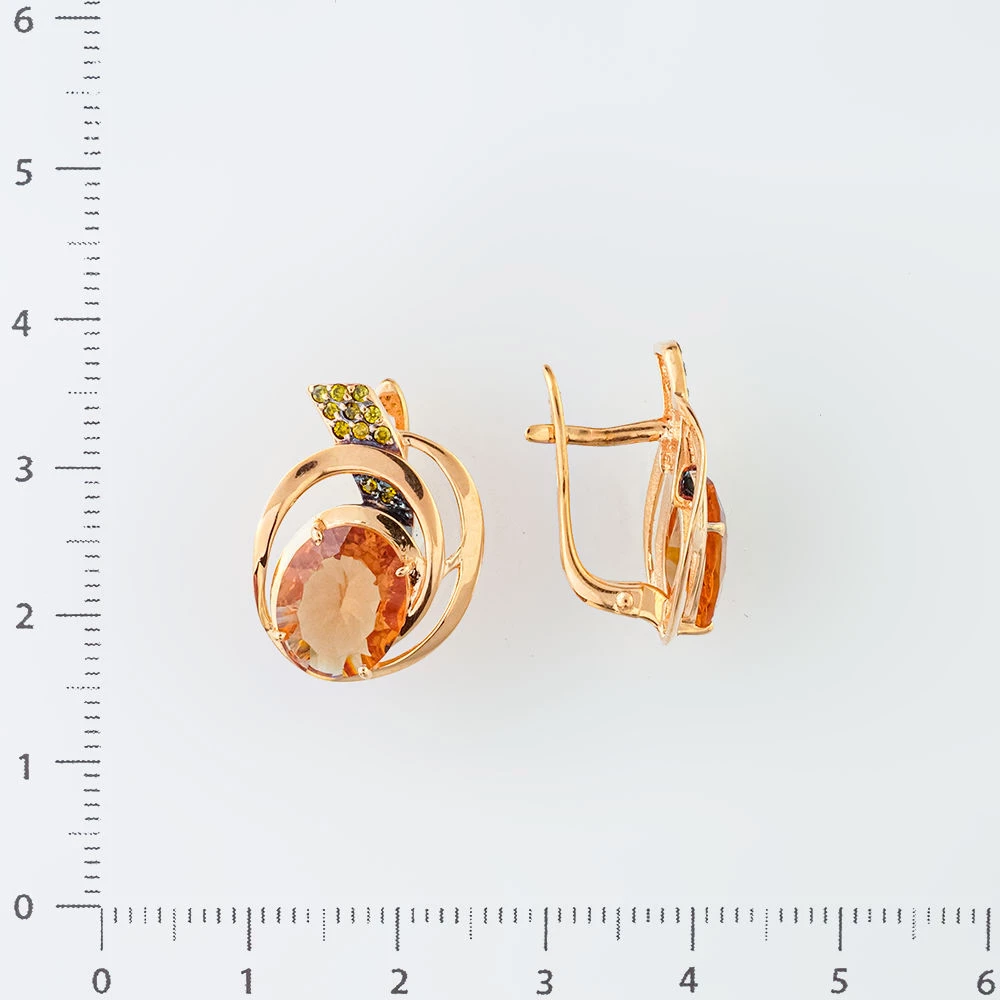 Серьги с ситаллом из красного золота 585 пробы