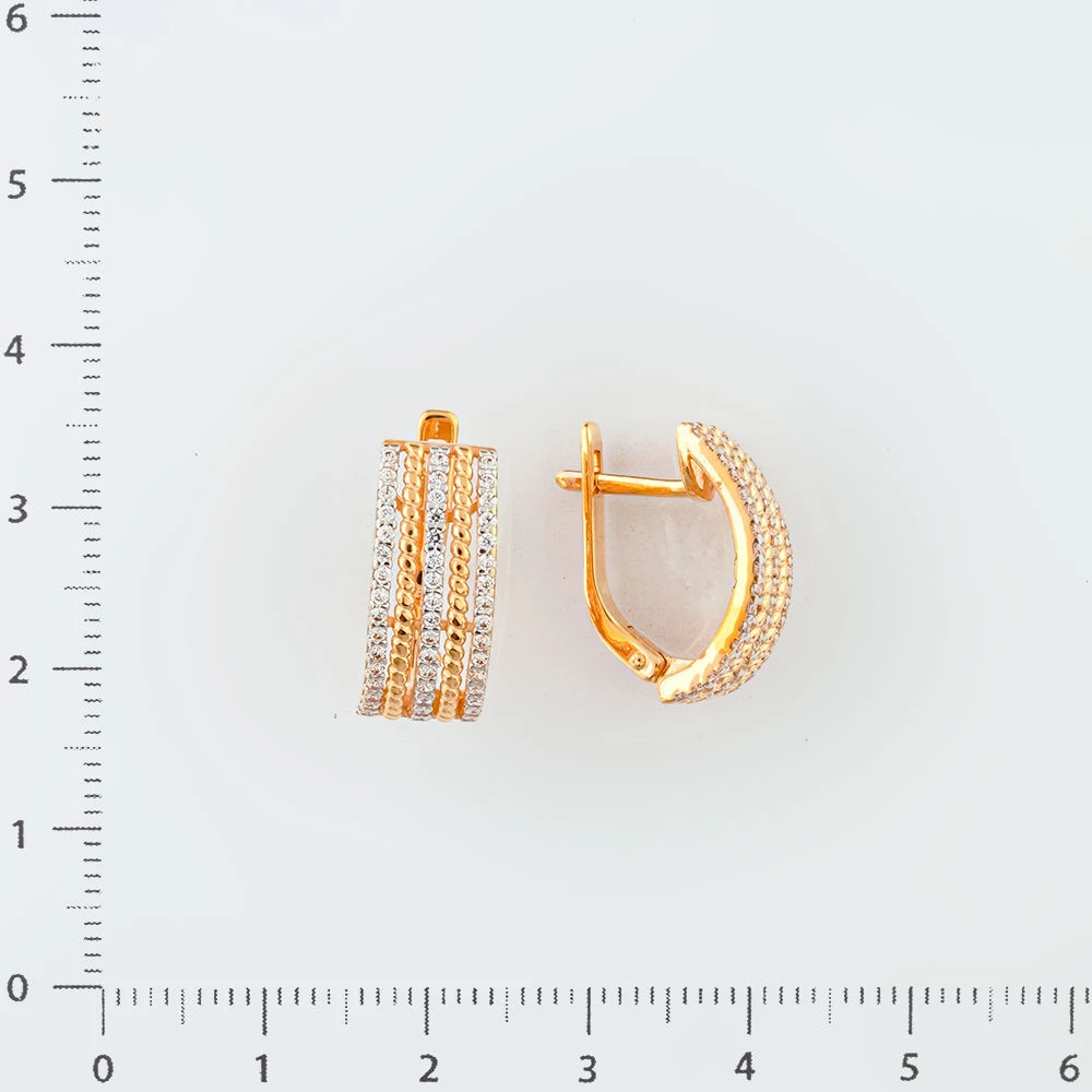 Серьги с фианитом из красного золота 585 пробы